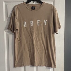 Obey Beige Short Sleeve T-Shirt